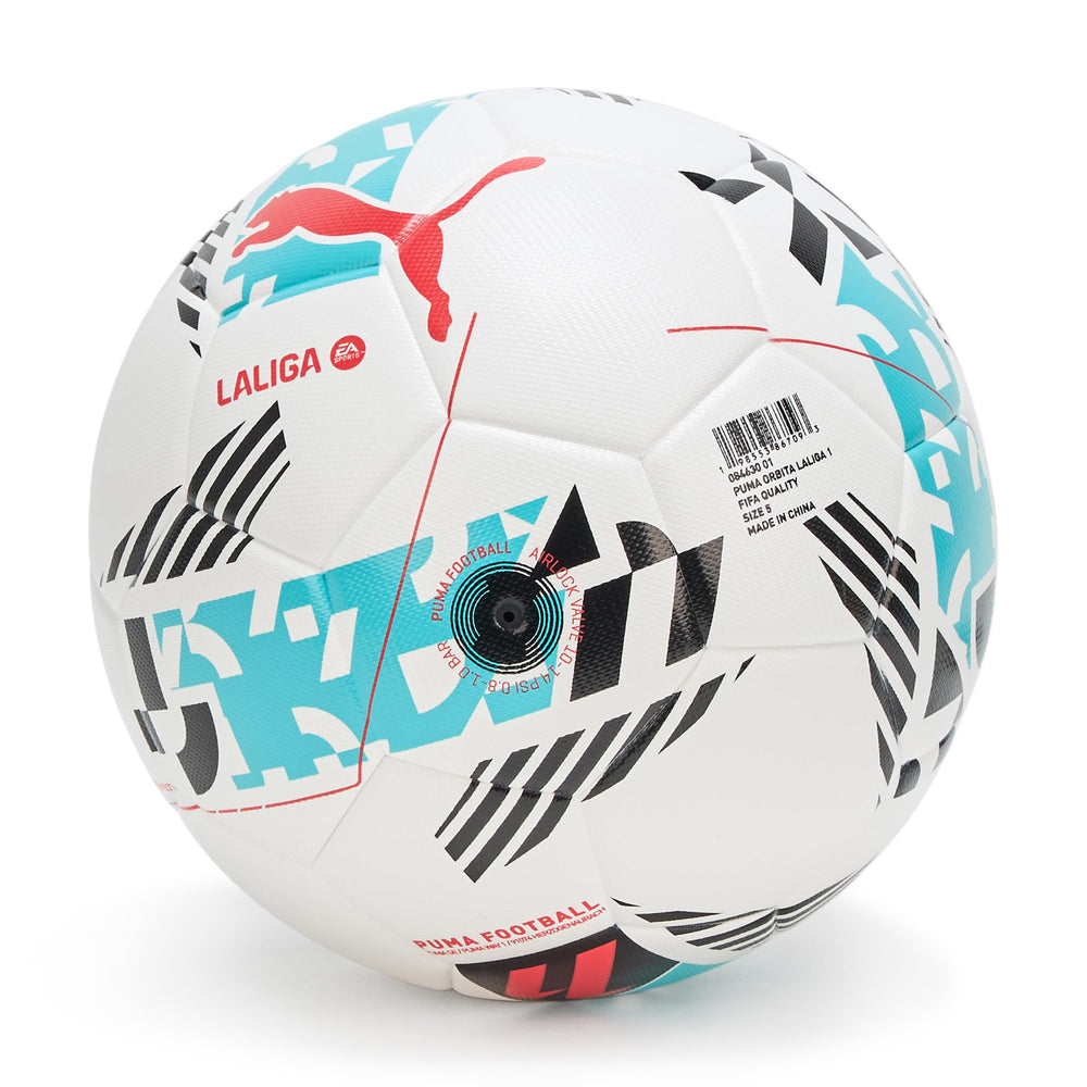 PUMA Orbita LaLiga texture closeup highlighting outer material and grip benefit: improved control on touch