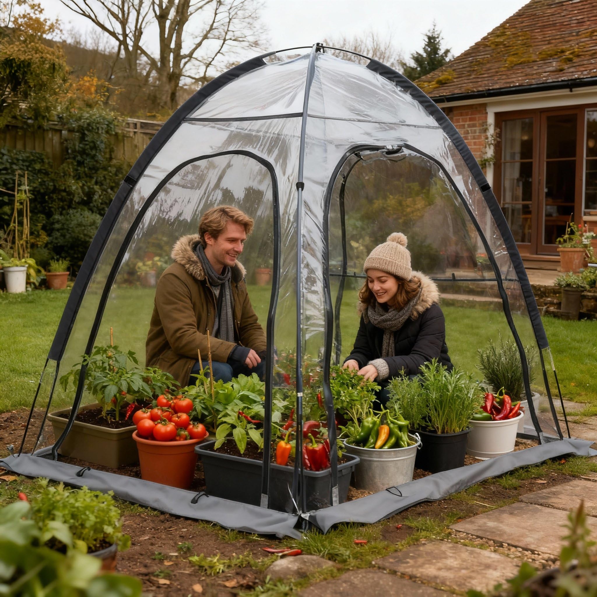 Pumbba size comparison with two people demonstrating compact capacity