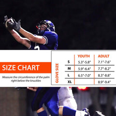 Pure Athlete gloves in use catching pass demonstrating improved control