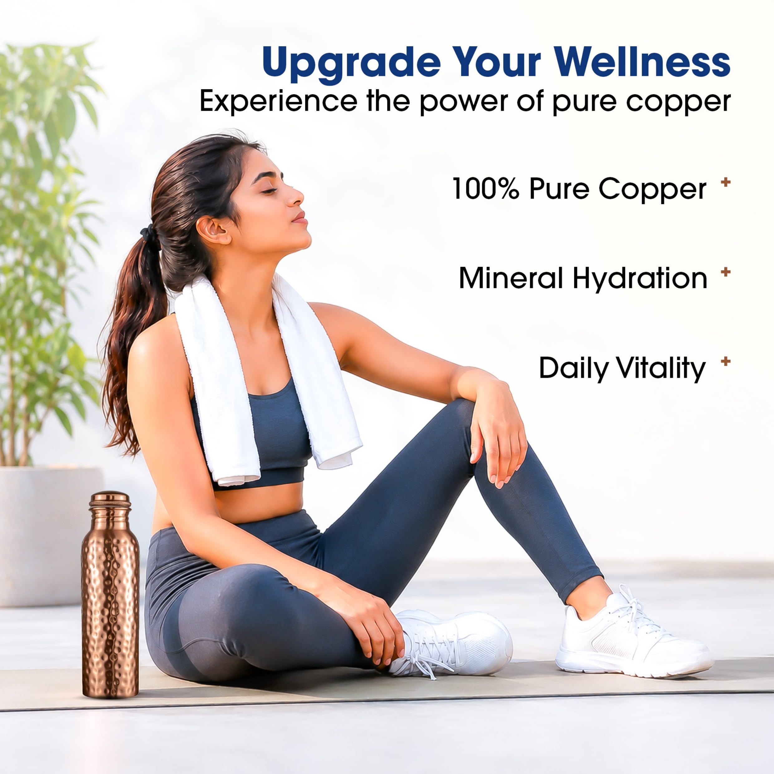 Purely on wooden table lifestyle scene showing daily reusable hydration