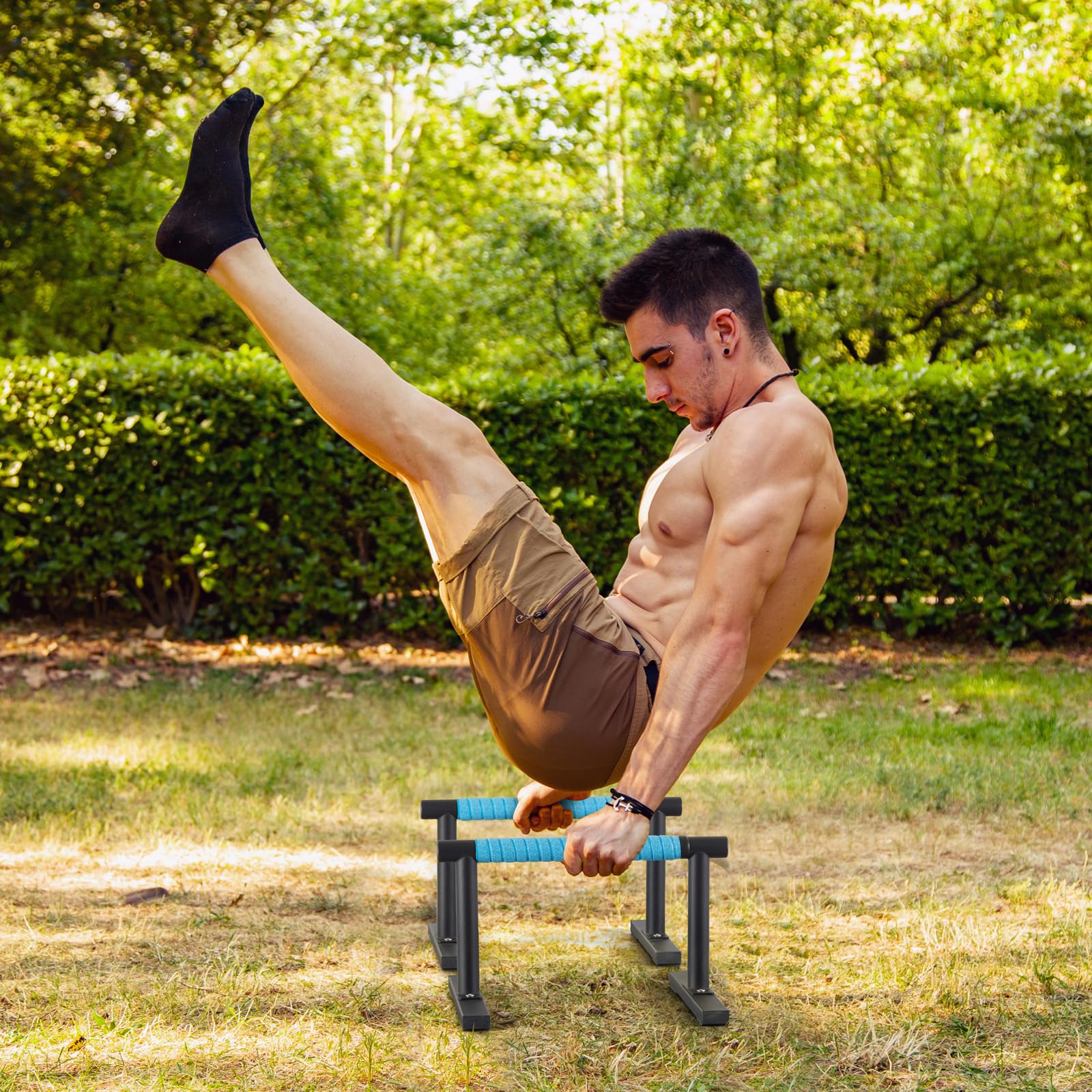 Purife parallettes used for handstand progression showing stable elevated support