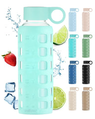 purifyou front view 32oz bottle showing clear markings and sleek sleeve for easy tracking