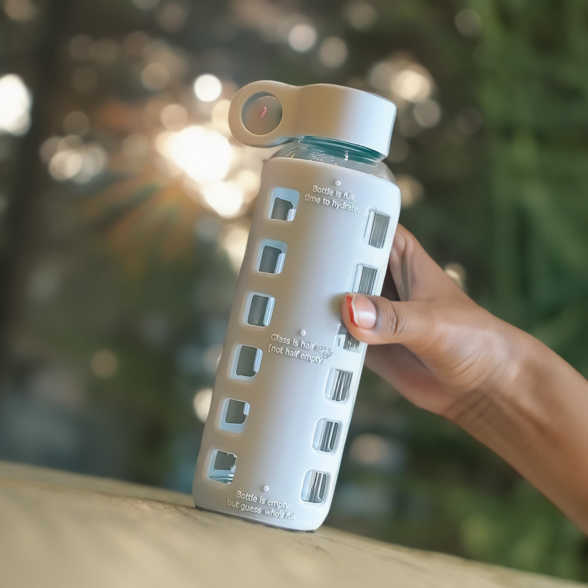 purifyou bottle inside a commuter bag showing spill resistance and portability