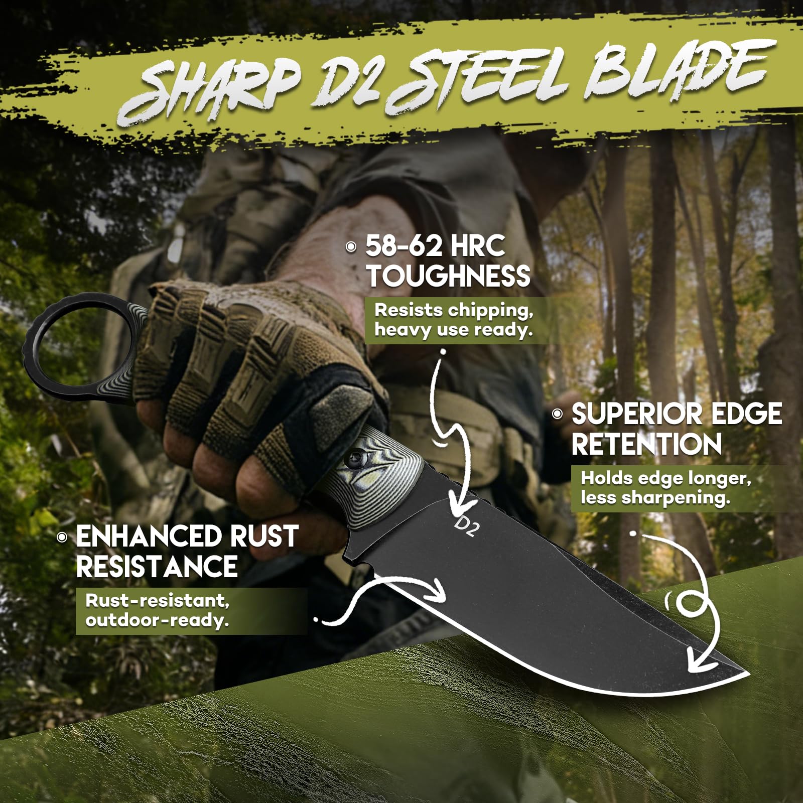Purple Dragon blade close-up highlighting D2 steel grind and edge retention