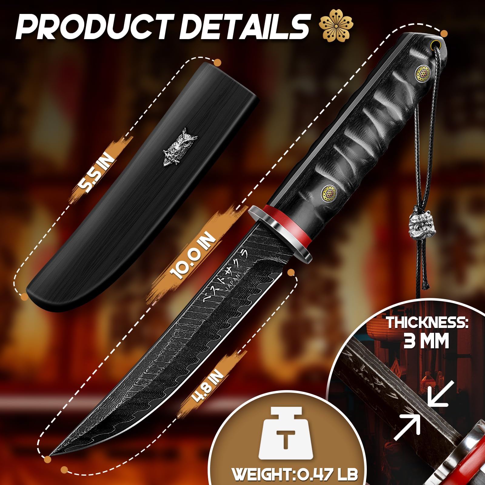 PURPLEBIRD fitted wooden sheath holding blade safely for secure carry