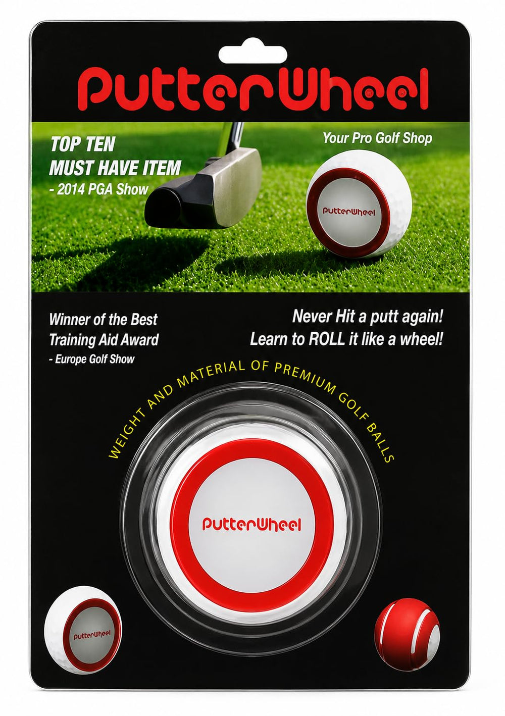 PUTTERWHEEL side profile with red sidewall for alignment and setup benefit