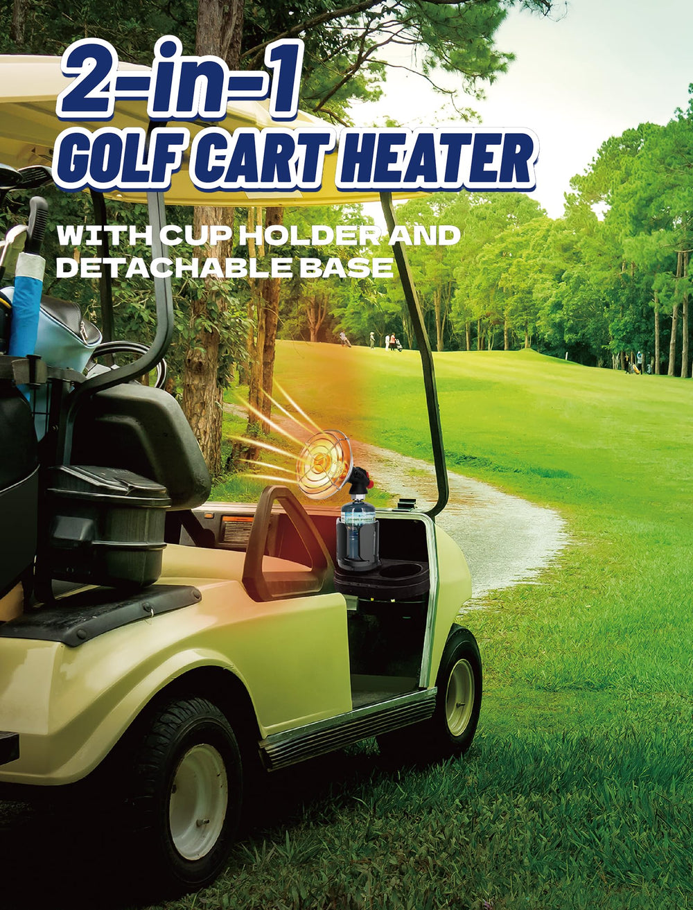 PUTTLAZR lifestyle shot in nighttime golf cart delivering cozy comfort