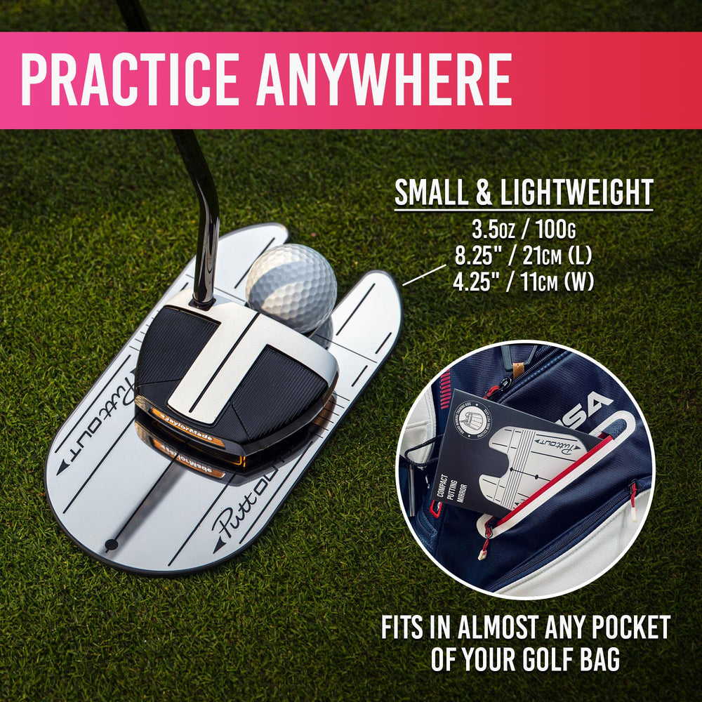 PuttOut used on a practice green to check eye and ball line