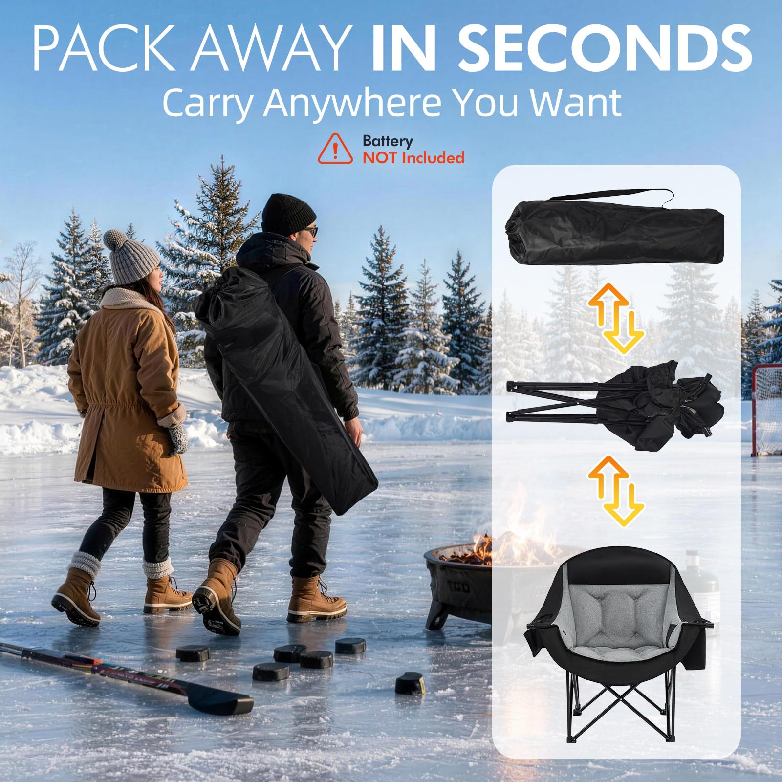 PUVASIA folded chair in carry bag highlighting compact transport convenience