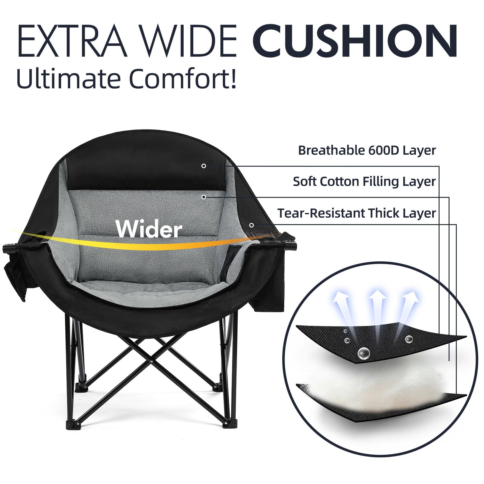 PUVASIA reinforced X-shape steel frame and non-slip textured feet providing stable support up to 500 lb