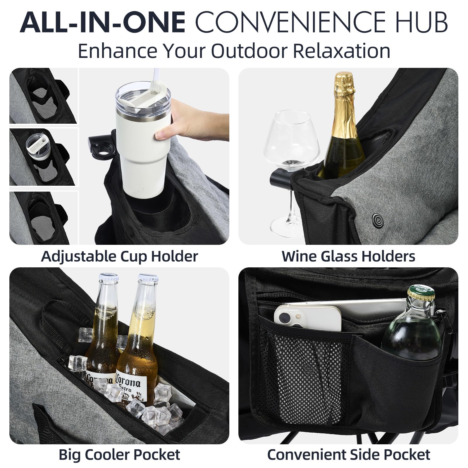 PUVASIA side pocket and cup holder organized storage for phone and drinks