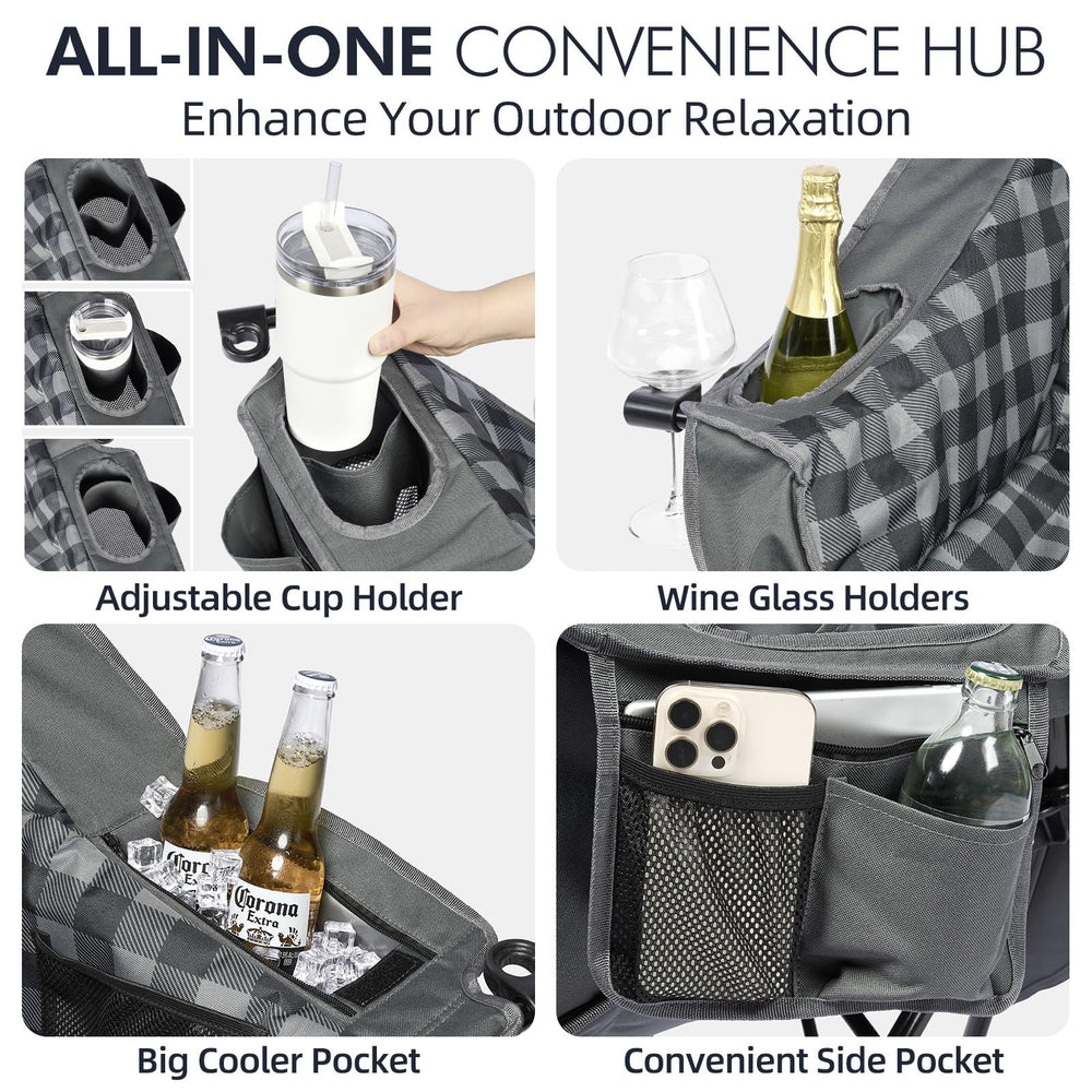 PUVASIA side pockets, insulated cooler and cup holder for organized storage