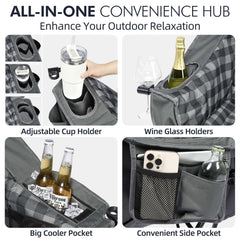 PUVASIA side pockets, insulated cooler and cup holder for organized storage