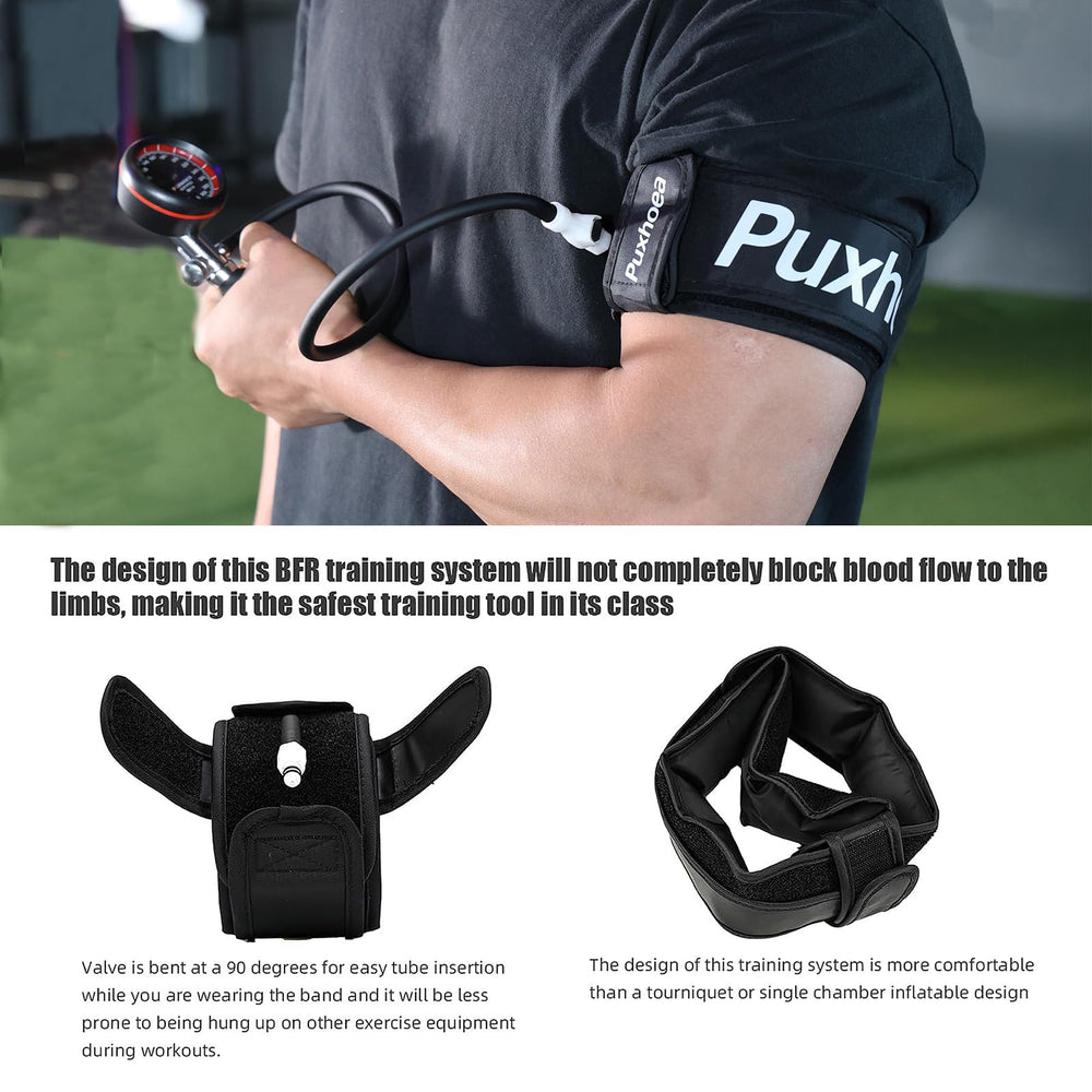 Puxhoea band wrapped on thigh demonstrating secure fit and targeted muscle stimulus