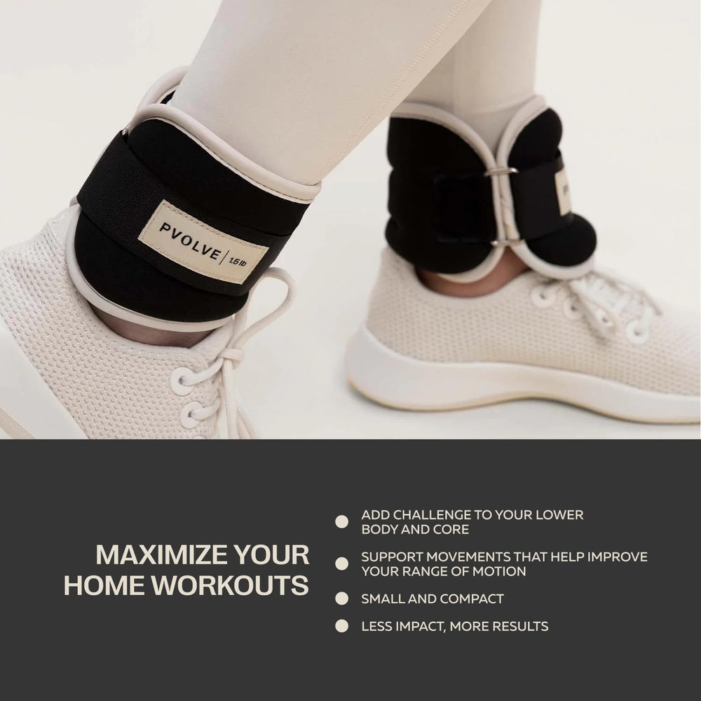 PVOLVE ankle weights used during Pilates showing stable fit for smoother movement
