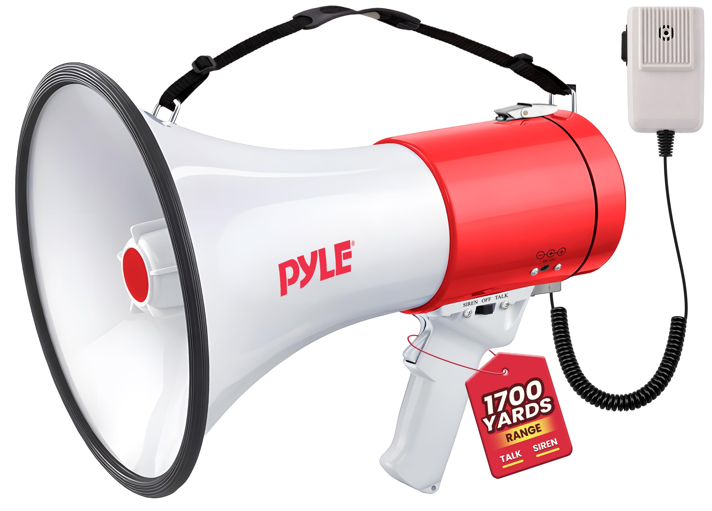 Pyle front-angle view showing megaphone horn and clear projection benefit