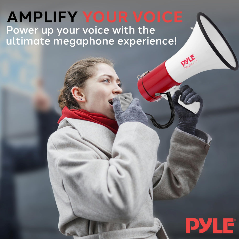 Pyle megaphone in use on a sports field improving crowd communication