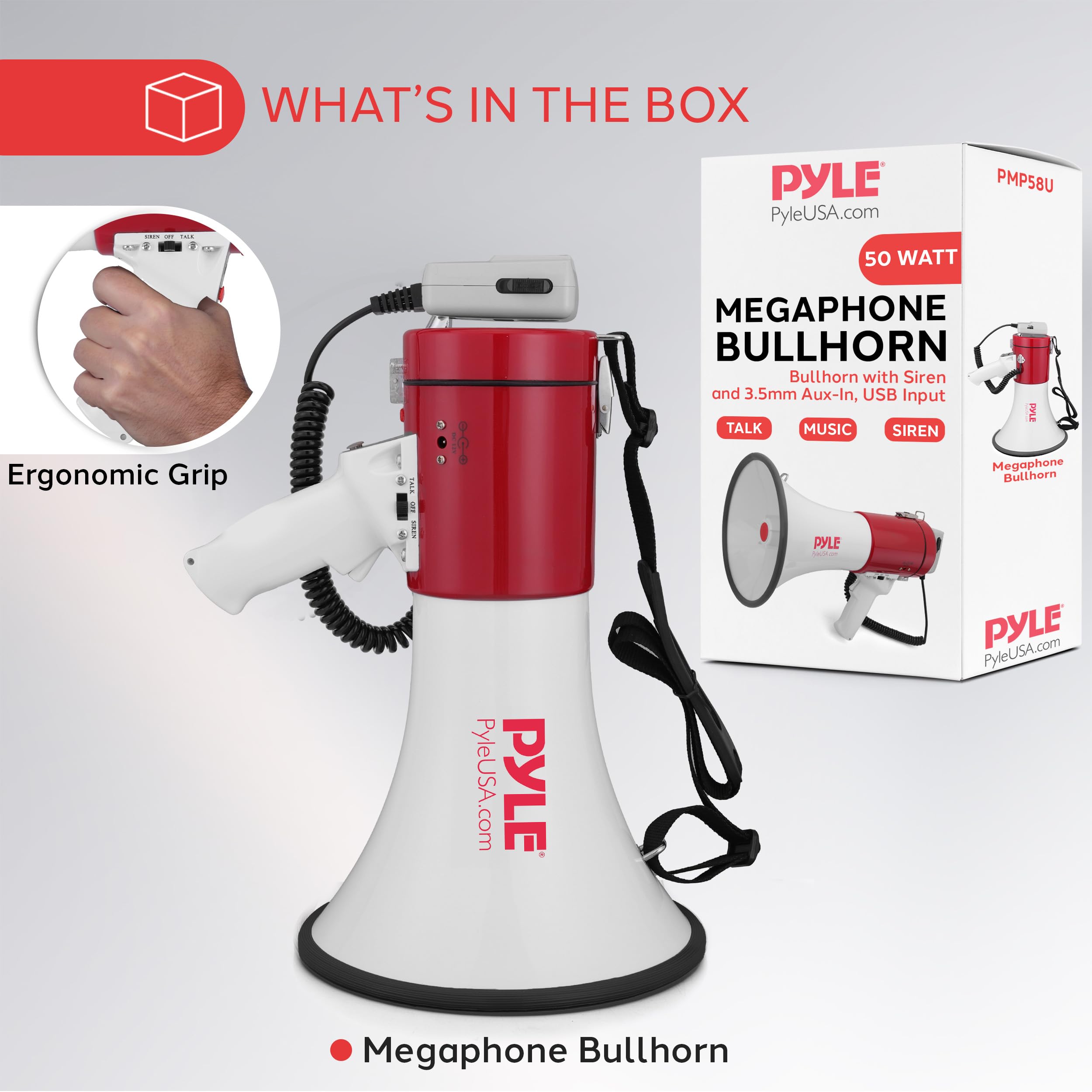 Pyle megaphone held in hand demonstrating compact size and portability benefit