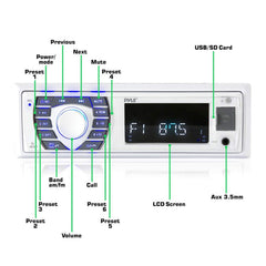Pyle PLRMR23BTW digital LCD and buttons close-up, easy-to-read screen benefit