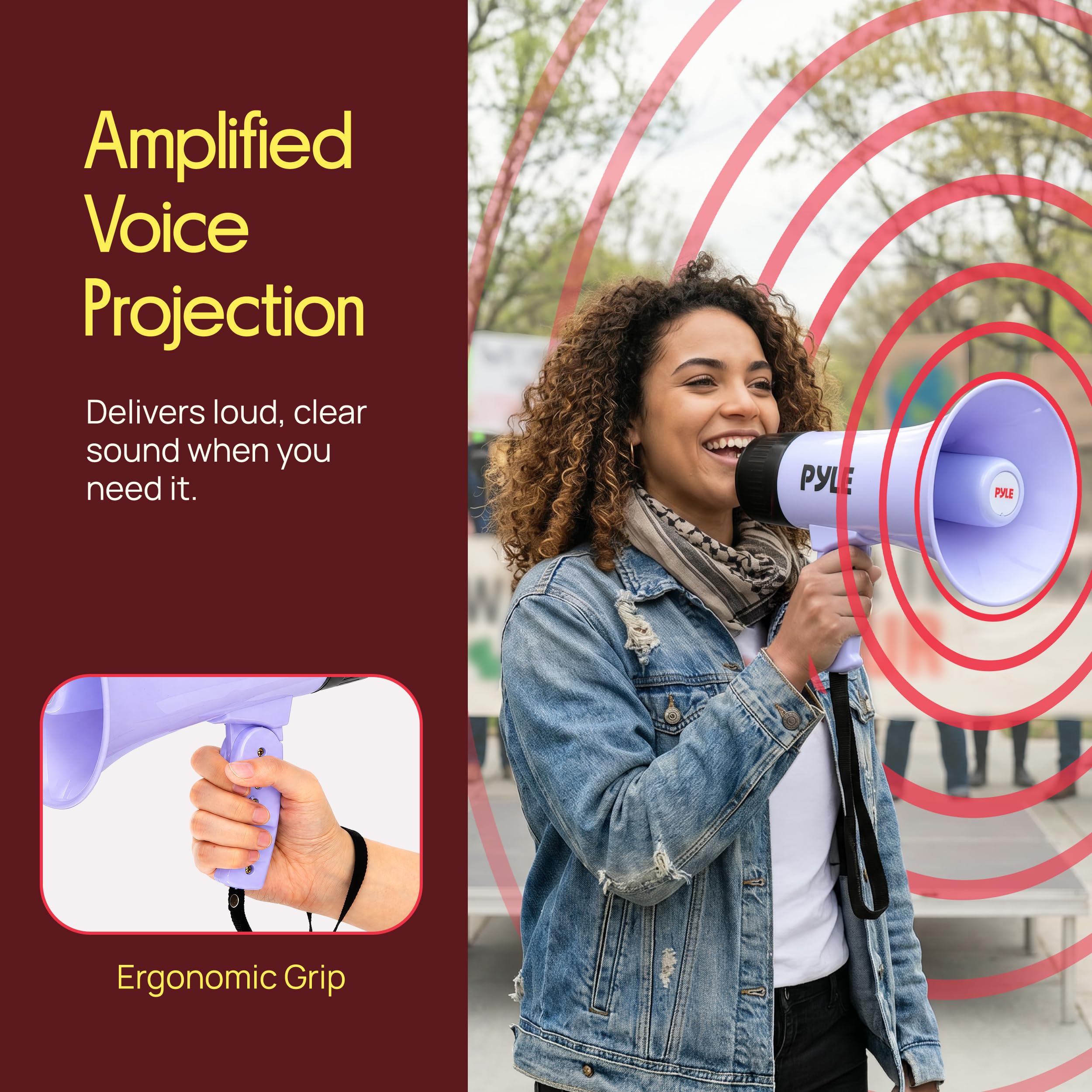 Pyle megaphone being used at a sports event improving crowd communication benefit