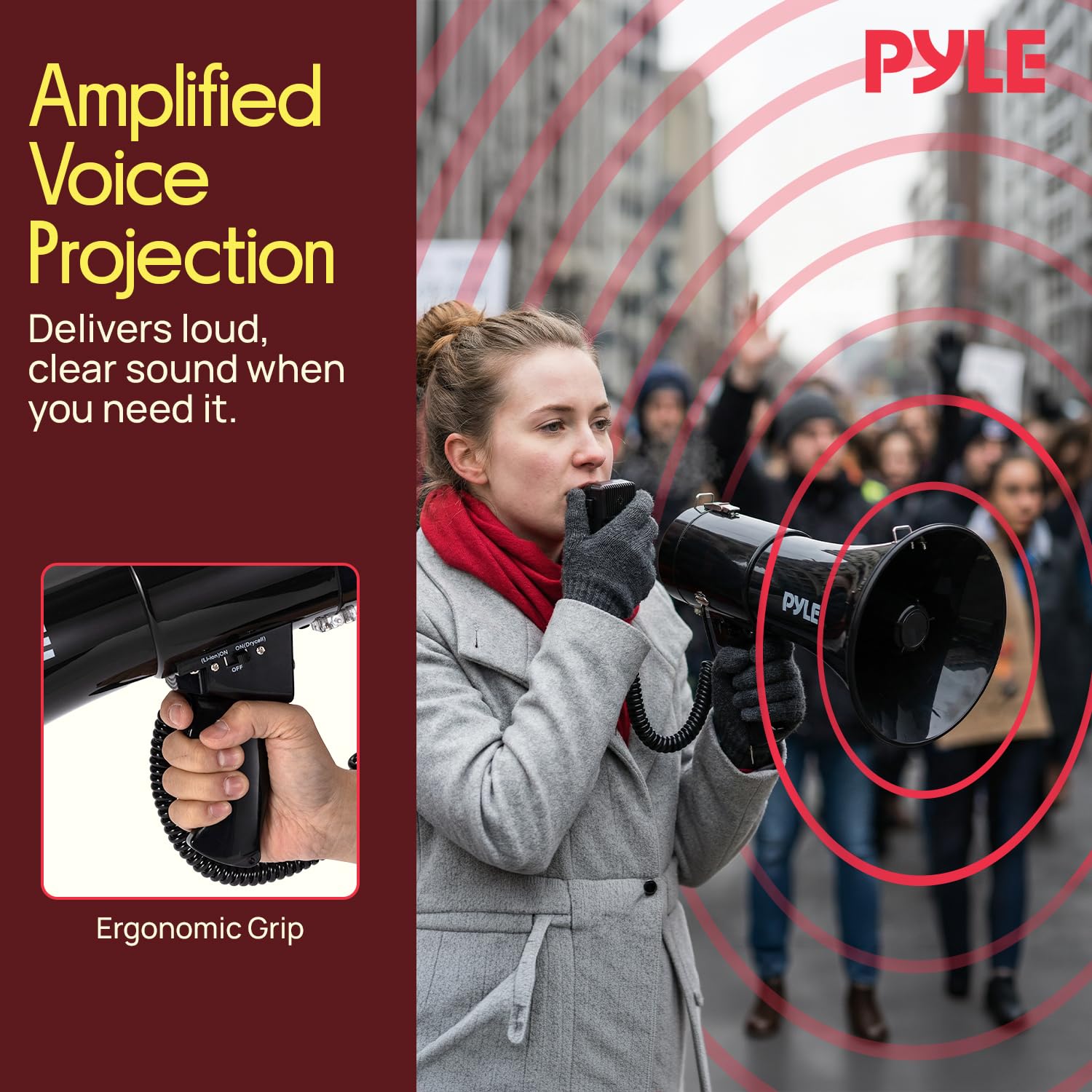 Pyle megaphone USB and TF card slot detail for flexible media playback
