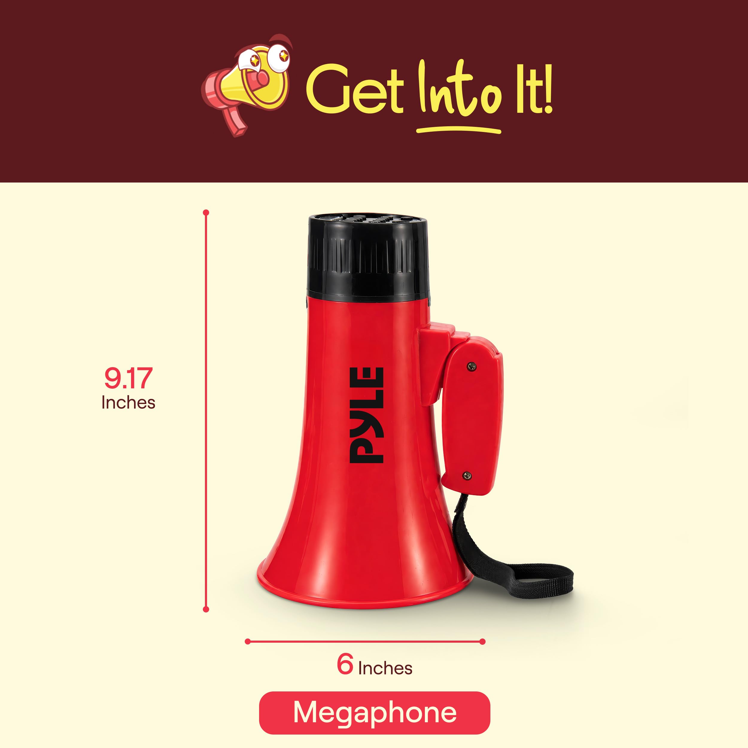 Pyle megaphone display showing voice changer and playback icons for versatile audio