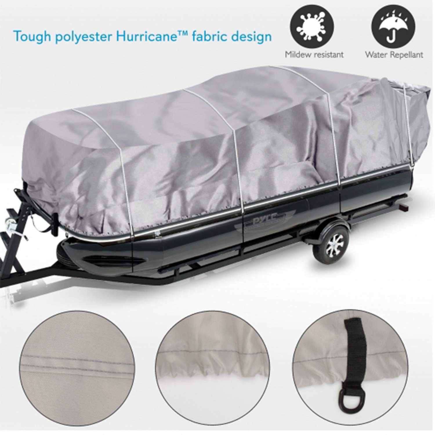 Pyle D-rings and reinforced stitching close-up for secure attachment