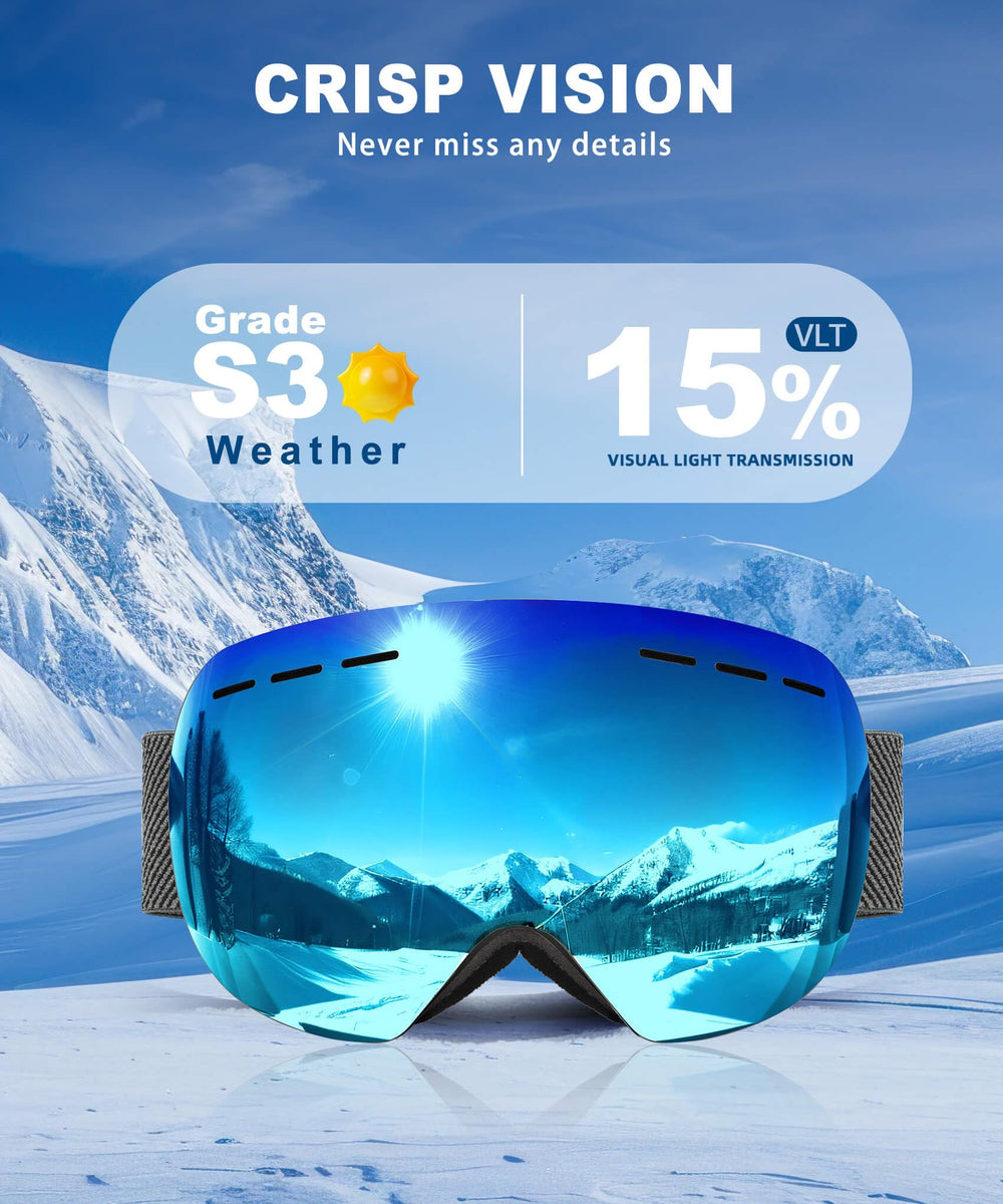 QALLY goggles paired with helmet in use showing compatibility and on-slope performance