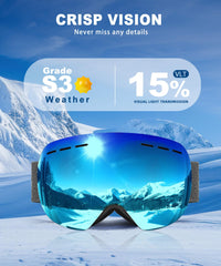 QALLY goggles paired with helmet in use showing compatibility and on-slope performance
