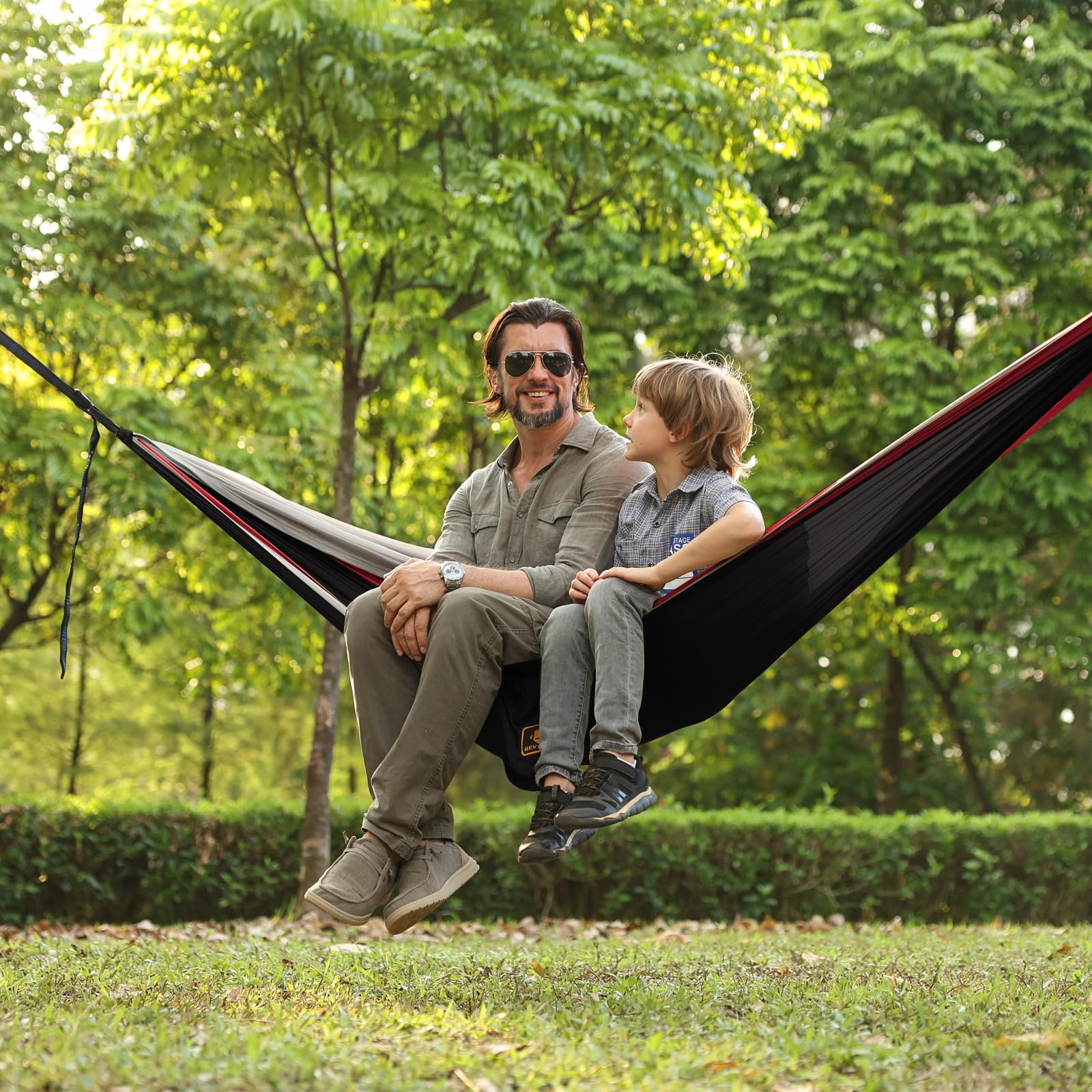 Qevooon hammock on beach showing easy setup and outdoor comfort