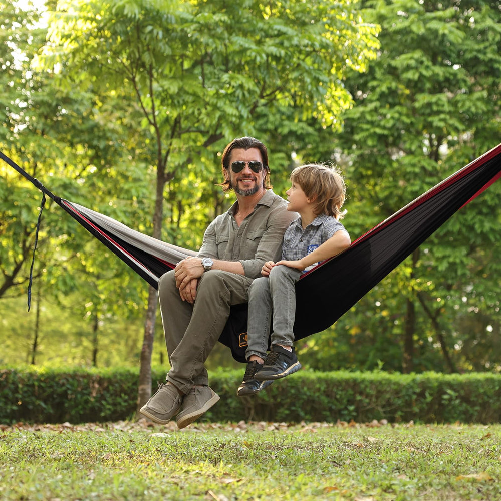 Qevooon hammock on beach showing easy setup and outdoor comfort