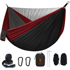Qevooon front view folded hammock showing compact packing and travel ease