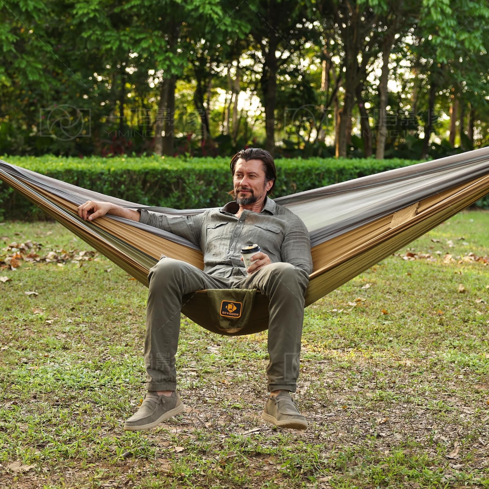 Qevooon packed in carry bag with gear showing portability and easy storage for hikes