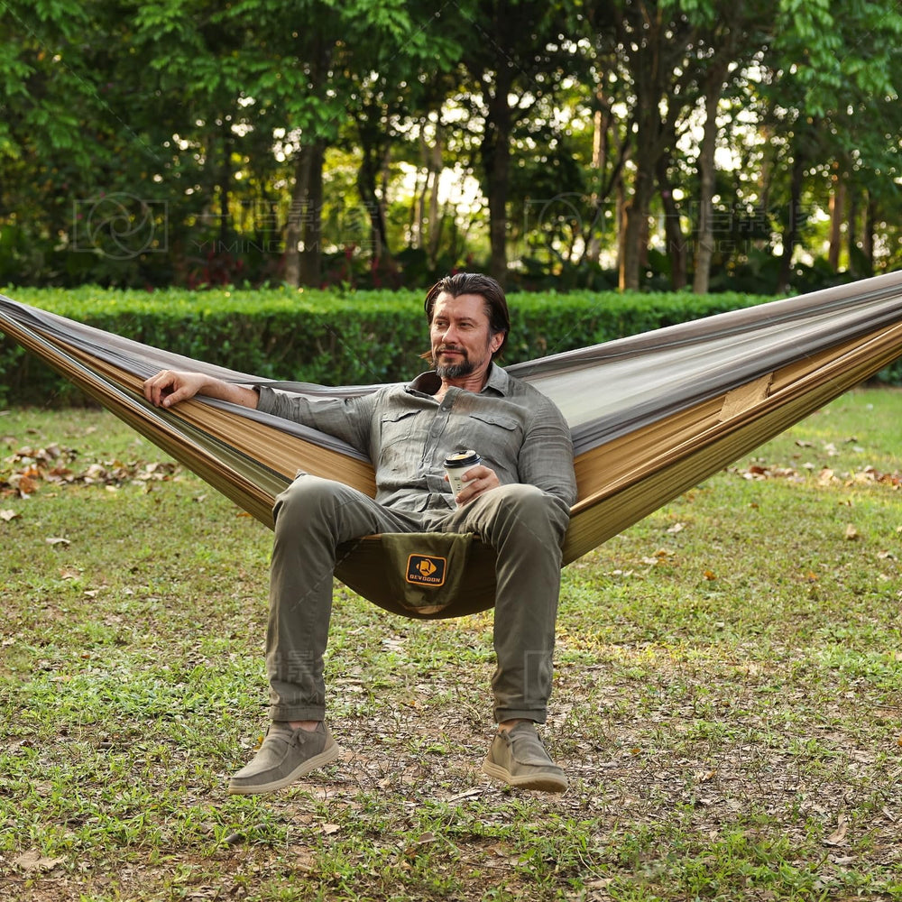 Qevooon packed in carry bag with gear showing portability and easy storage for hikes