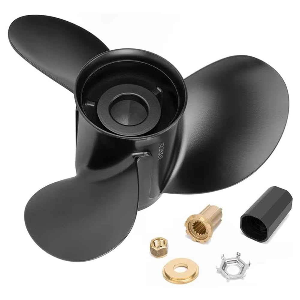 Qiclear propeller front profile showing blades and black finish, boosts boat speed