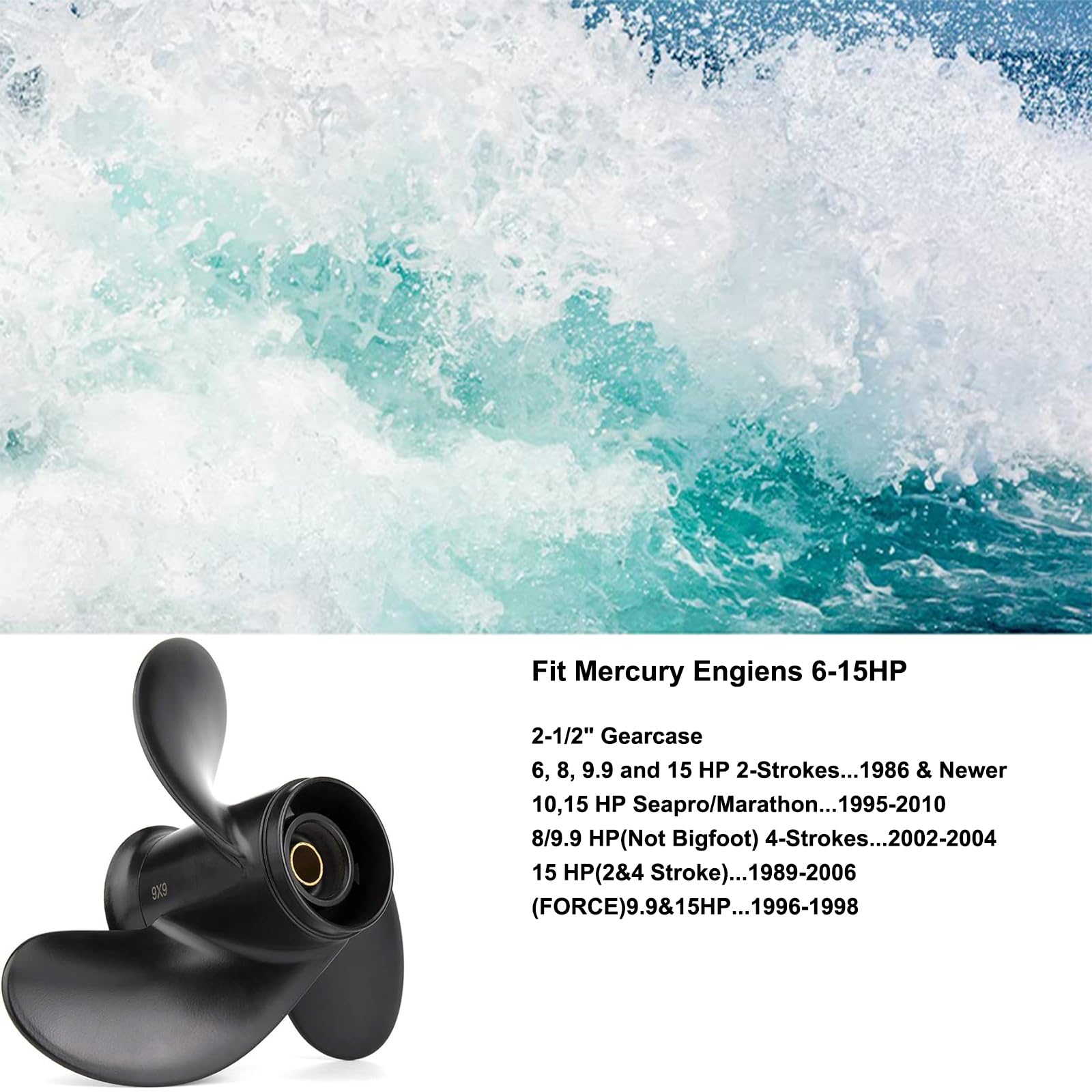 Qiclear propeller beside ruler to show 9x9 size aiding correct fit verification