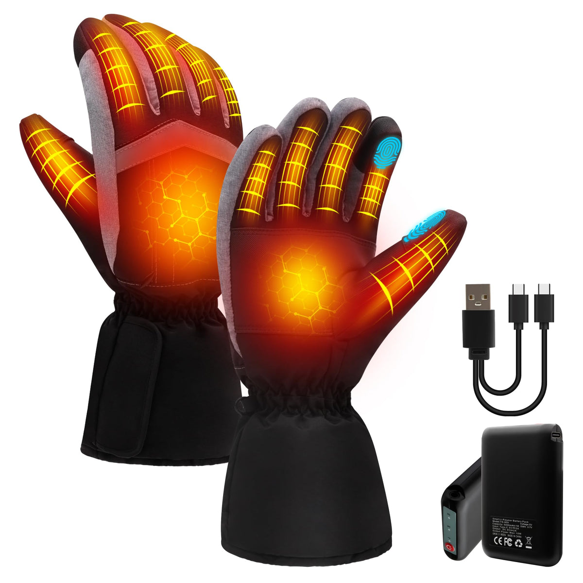 QILOVE front view of gloves and packaging showing ready-to-use warmth