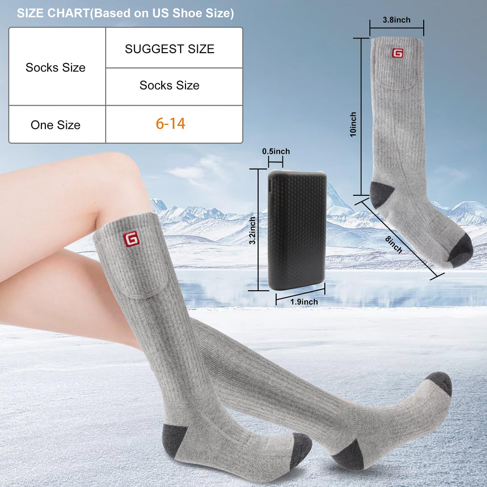QILOVE socks connected to charger demonstrating rechargeable convenience and readiness