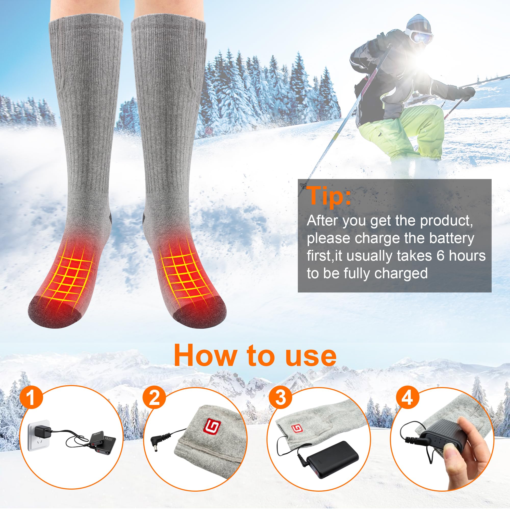 QILOVE socks inside laundry bag showing machine-washable convenience with batteries removed