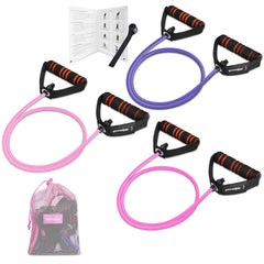 QINWEIKOO front packaging showing full resistance band set and accessories for versatile workouts