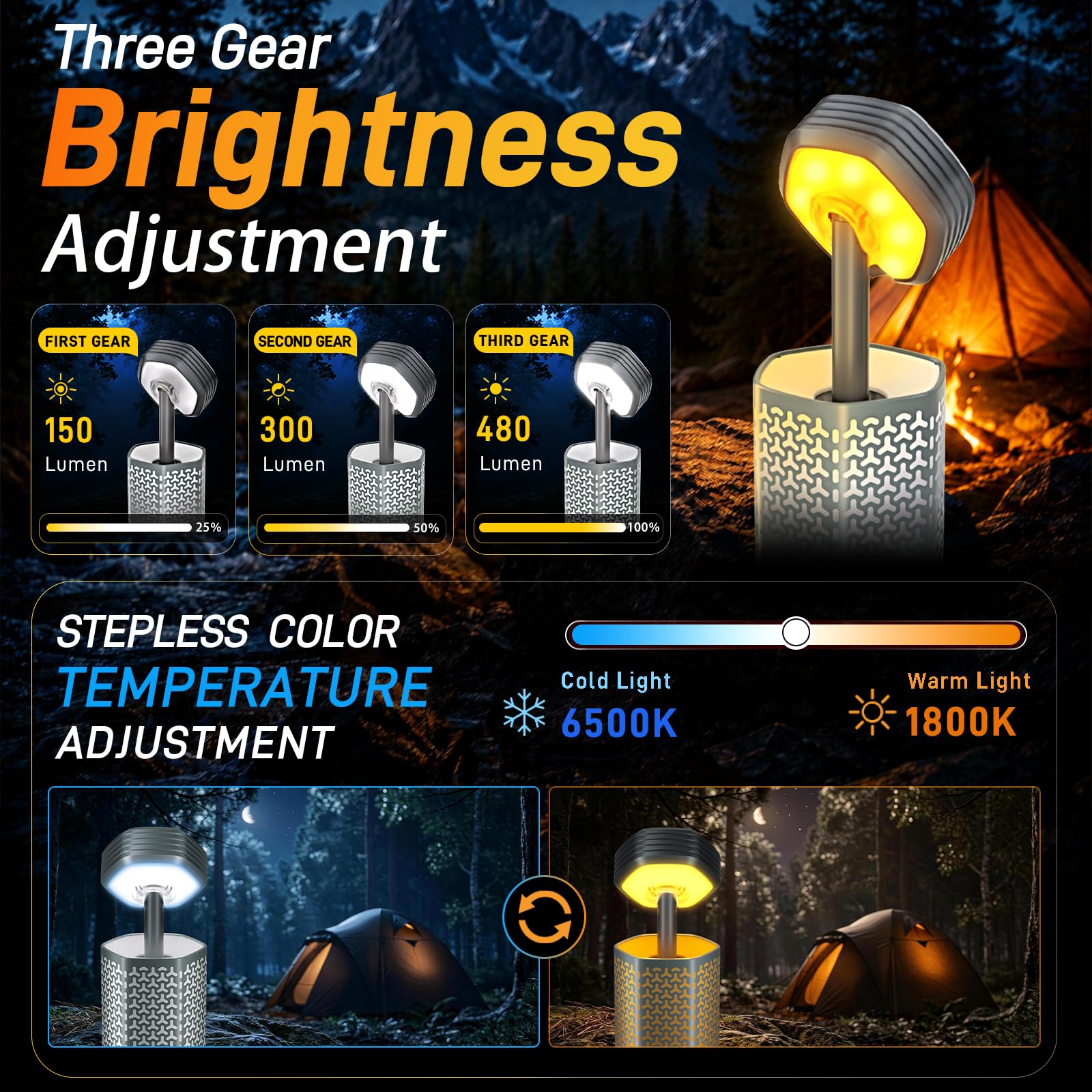 Qinzhuo lantern magnetic base attached to metal surface for hands-free use