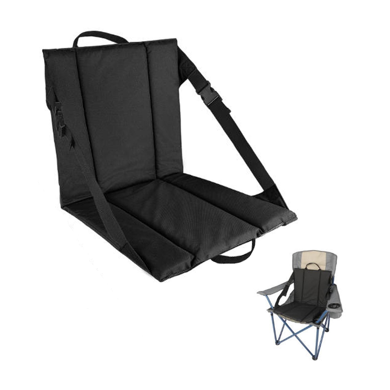 QISHENG front view of folded seat showing compact design and portability