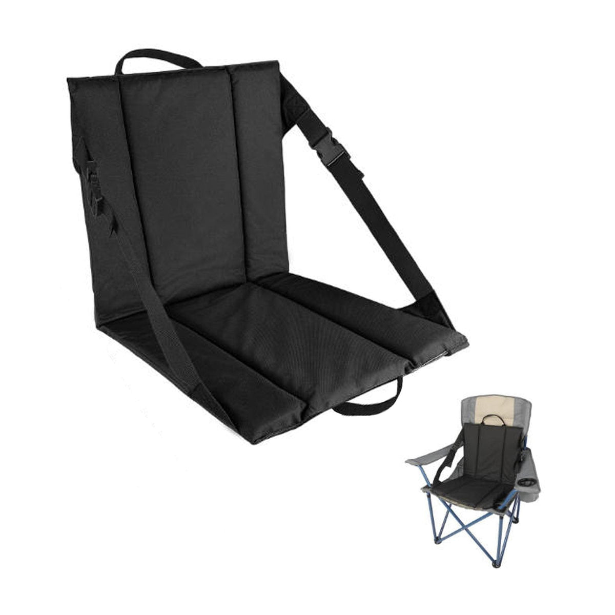 QISHENG front view of folded seat showing compact design and portability