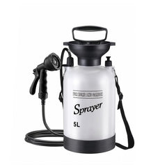 QIYUNI front view showing white tank and nozzle for easy portable showers