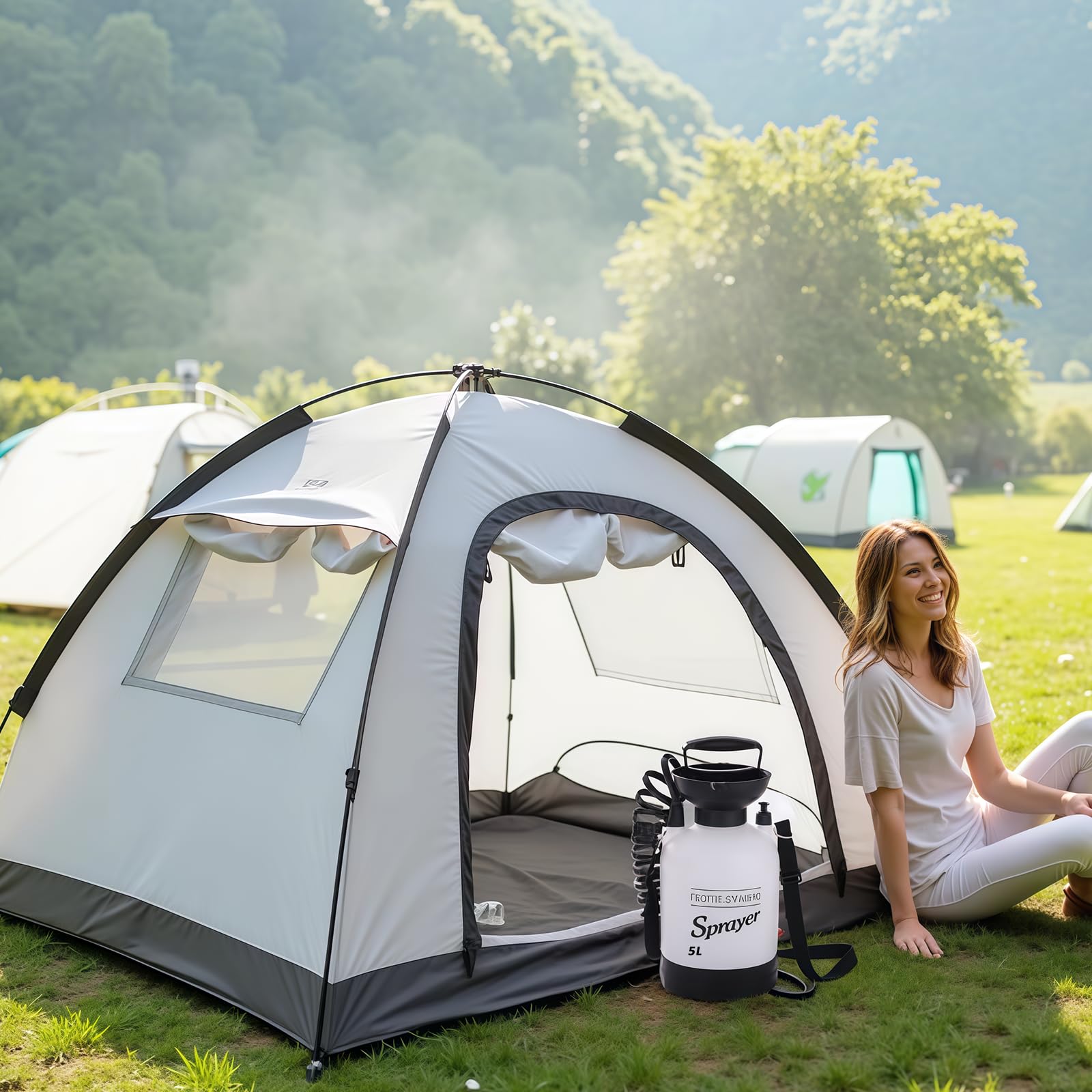 QIYUNI in camping setting rinsing gear for off-grid cleaning efficiency