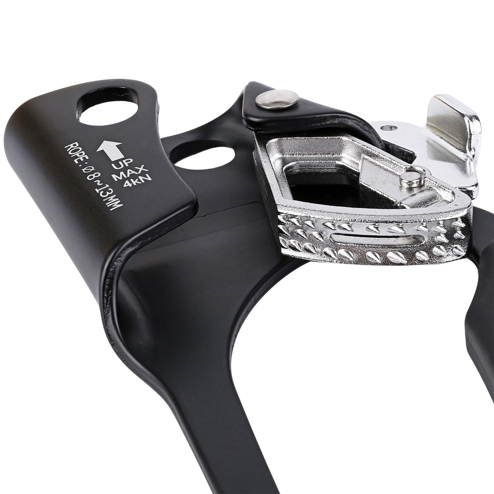 QKURT ascender attached with carabiner demonstrates easy integration with climbing gear
