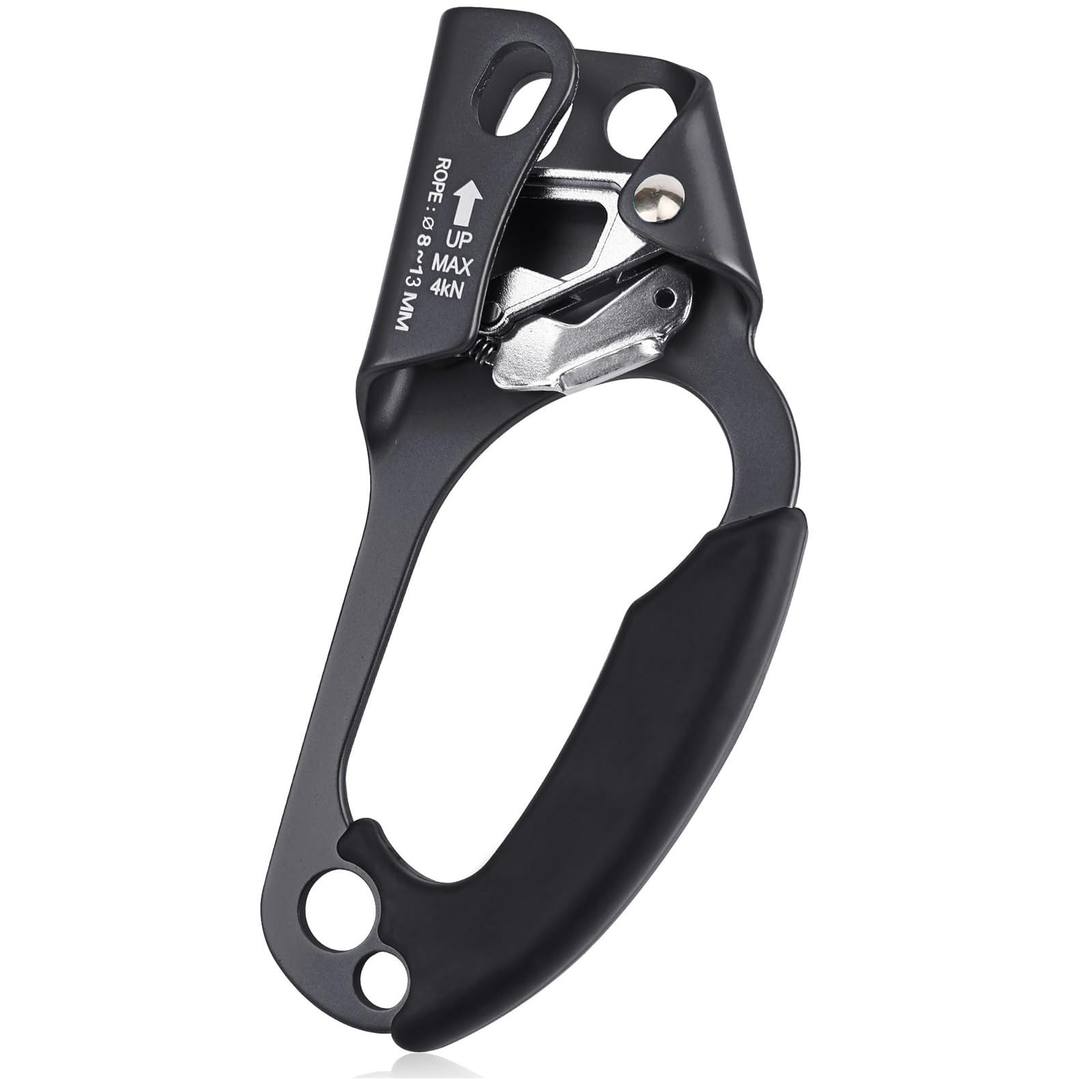 QKURT ascender front view shows compact aluminum body and right-hand design benefits secure ascent