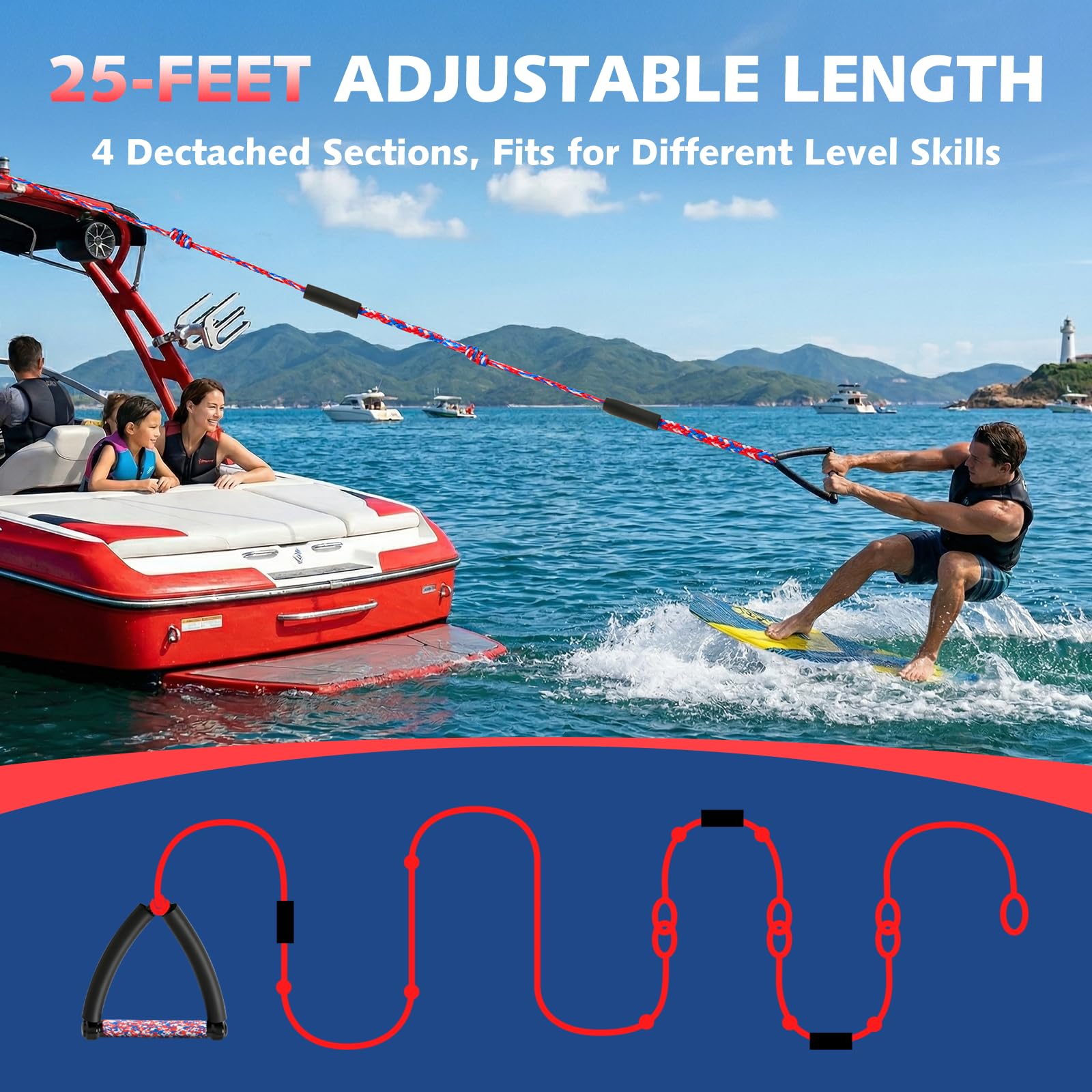 QLOOASEA detachable section connection demonstrating quick adjustable lengths