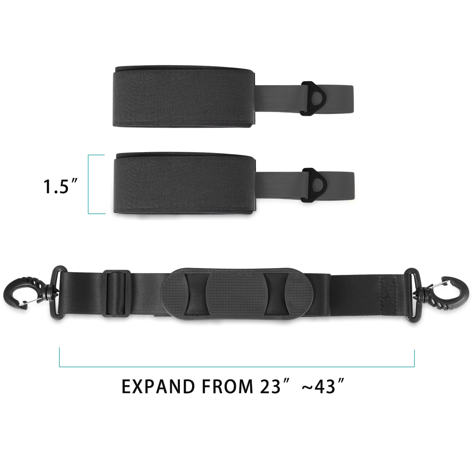 QOGIR carrying skis and poles in use for hands-free convenience