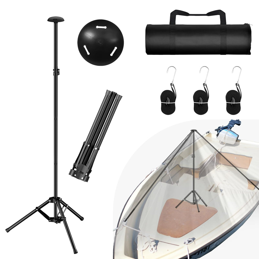 Qoolfoto front view tripod stand showing stable 24-inch base and setup benefit